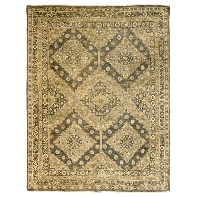 Traditional Hand-Knotted Wool Area Rug - 6' x 9' - Grey