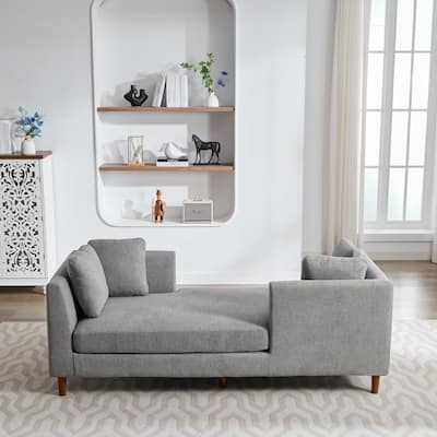 Homy Casa Modern 79'' Upholstered Sectional Sofa Reversible Chaise Living Bed