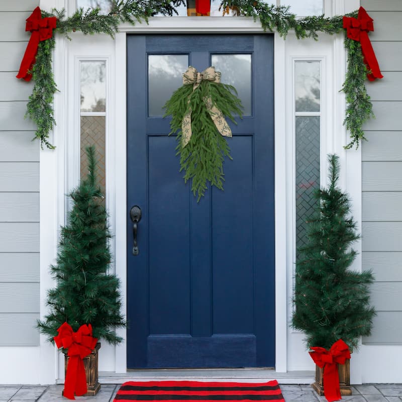 Norfolk Pine Artificial Christmas Teardrop Swag - 28"