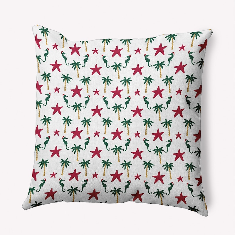 Christmas Beach Pattern Accent Pillow - 26" x 26" - Christmas Pink