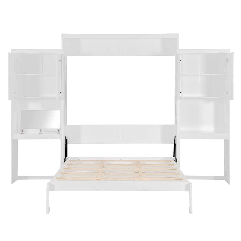 Queen Murphy Bed - Foldable Desk & Vanity, Wall Bed with Storage