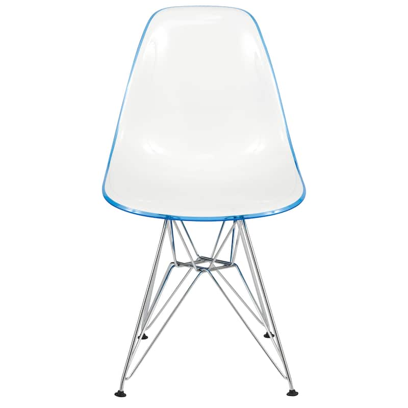 LeisureMod Cresco Molded 2-Tone Eiffel Side Chair - White Blue - 17"L x 18.4"W x 32"H