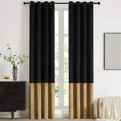 Black Gold Velvet 84" Color Block