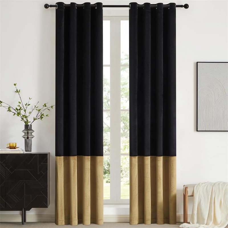 Black Gold Velvet 84" Color Block