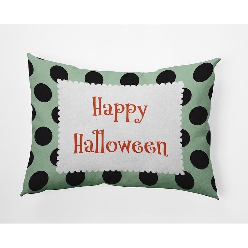 Halloween Happy Halloween Dots Indoor/Outdoor Throw Pillow - 14" x 20" - Mint Green