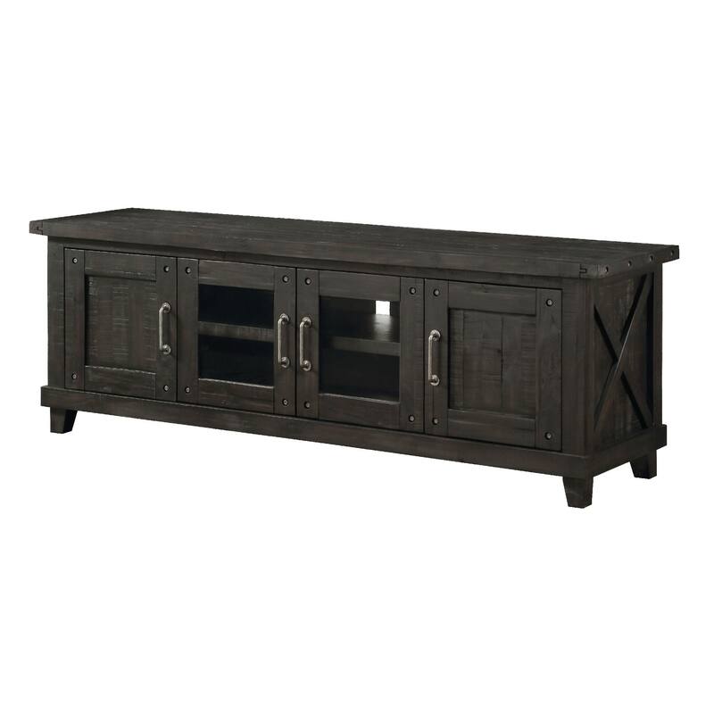 Spacious Media Console with Metal Handle Pull and Tapered Feet , Brown