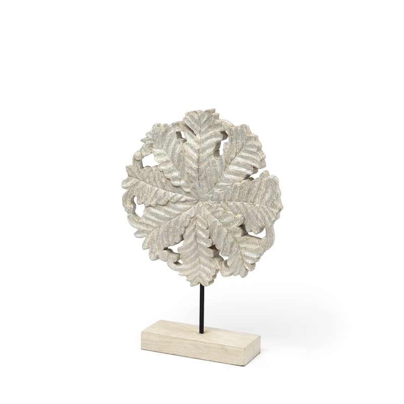 HomeRoots Petite Wood And Metal Floral Decor Piece - 4' X '17' X '13