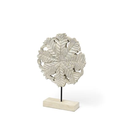 HomeRoots Petite Wood And Metal Floral Decor Piece
