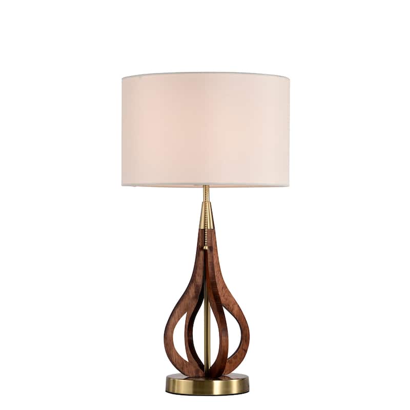 Linen Shade 6 Inch Brass Base Finish Pull Chain Table Lamp