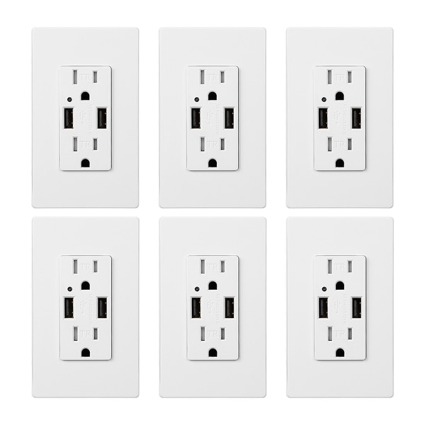 KioKi Dual USB Charging Wall Outlets, 15A AC 4.2A USB Ports