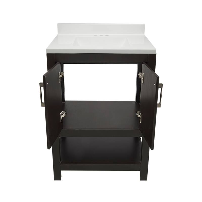 Taos 25" Bathroom Vanity with Cultured Marble Vanity Top Sink in White with White Basin