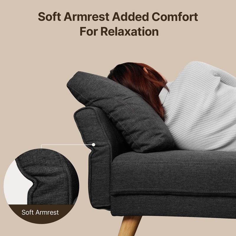 67” Sofa Couch with Soft Armrest Small Sofa Seat with 3 Comfy Pillows，3-Seater Couch for Livingroom