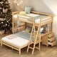 preview thumbnail 2 of 14, Twin over Full Bunk Bed with Built-in Desk and Drawers, Natural