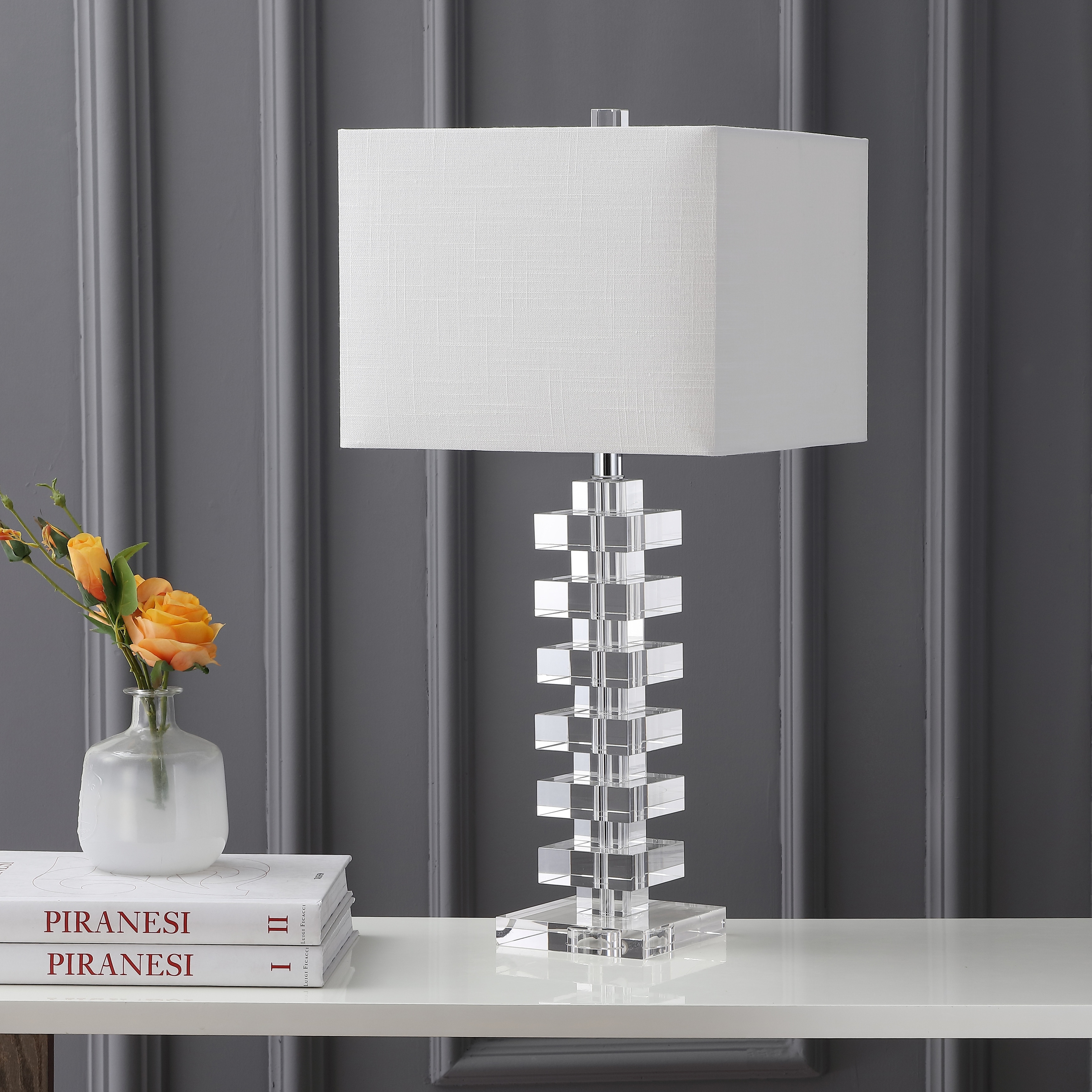 JONATHAN Y Paisley 28" Crystal LED Table Lamp, Clear