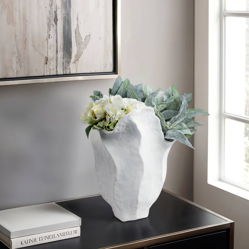 Stoneware Porcelain Vase Abstract Organic Design Sculptural Accent - 14" x 13" x 17"