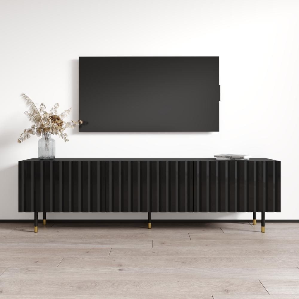 Meble Furniture Pilar 01 Modern TV Stand Entertainment Center with High Gloss Fronts for up to 80" TVs
