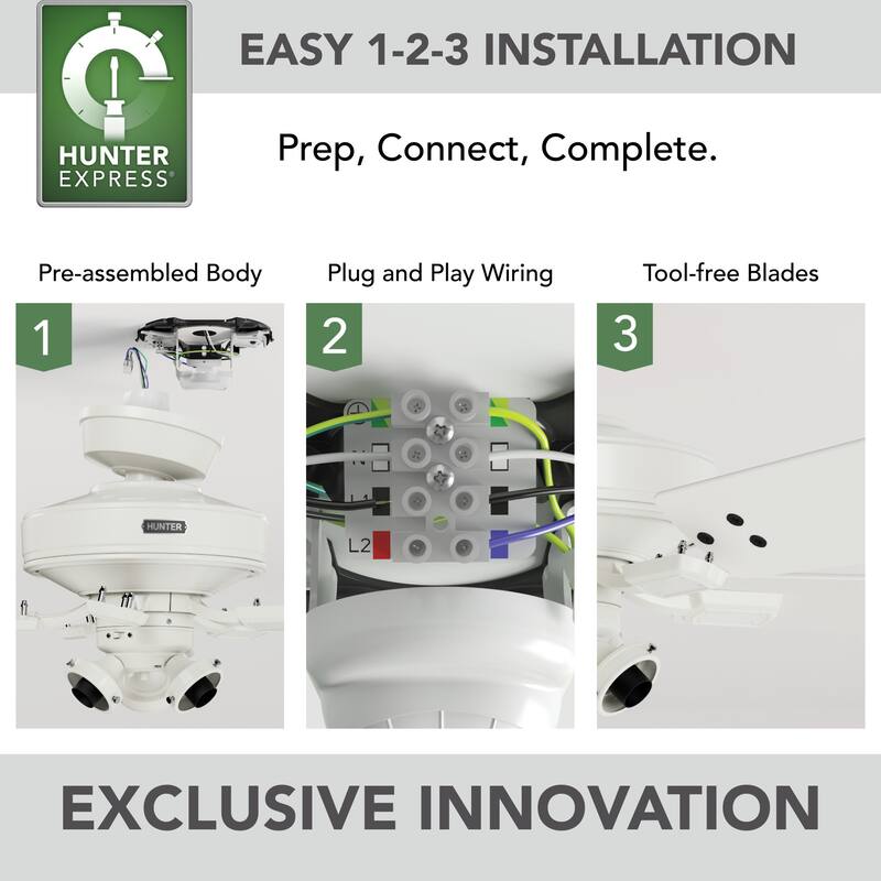 Hunter 52" Crestfield Ceiling Fan w/ LED Light Kit, Pull Chain - Farmhouse, Transitional - EASY INSTALLATION!