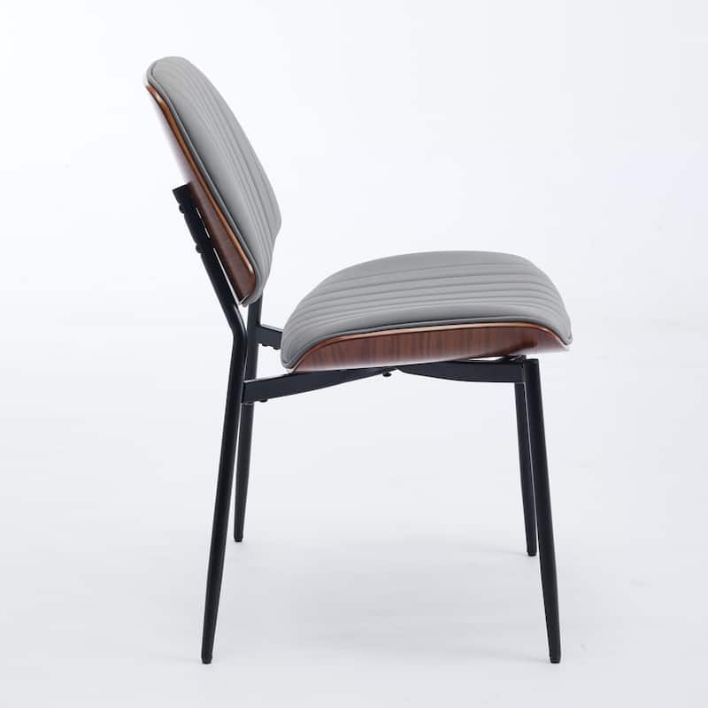 Modern Style Dining Chairs Set of 2, PU Leather Dining Chair with Metal Legs