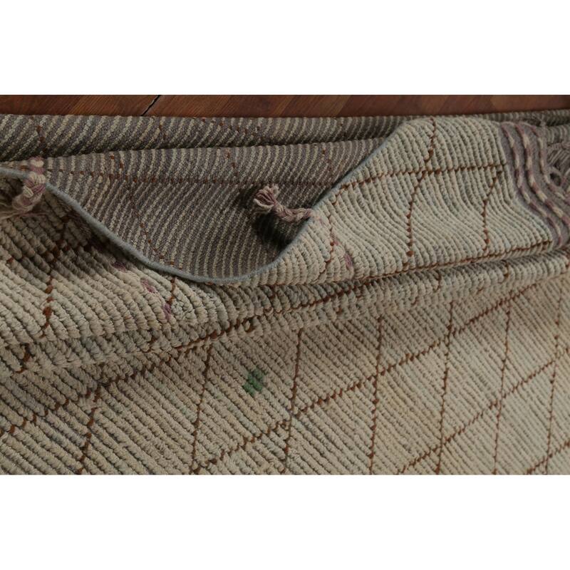 All-Over Trellis Moroccan Modern Large Area Rug Handmade Wool Carpet - 10'0"x 14'4"