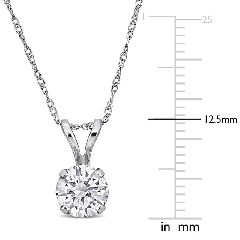 Miadora 1ct TDW Lab-Grown Diamond Solitaire Pendant with Chain in 14k White Gold - 17 in