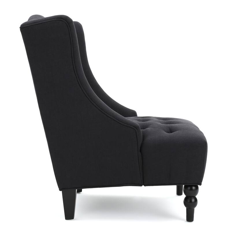 Modern 27.5" High Back Upholstered Button Tufted Club Chair with Rubber Wood Legs