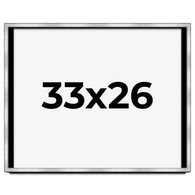 33x26 Shadow Box Frame Silver | 1.375 Inches Deep Real Wood