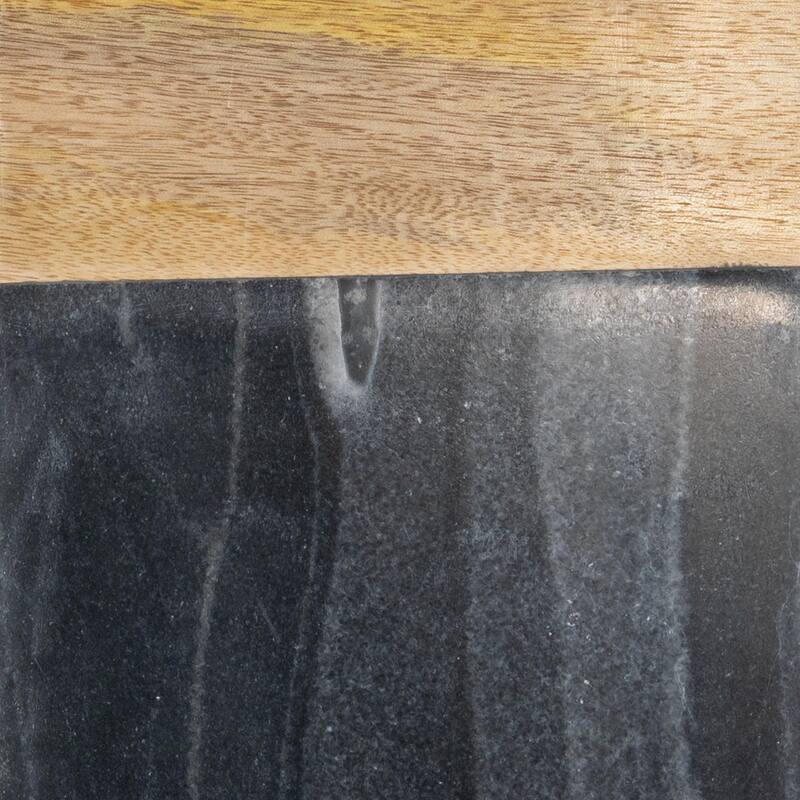 Foreside Home & Garden Small Square Black Marble and Wood Kitchen Serving Cutting Board - 10x7x.5
