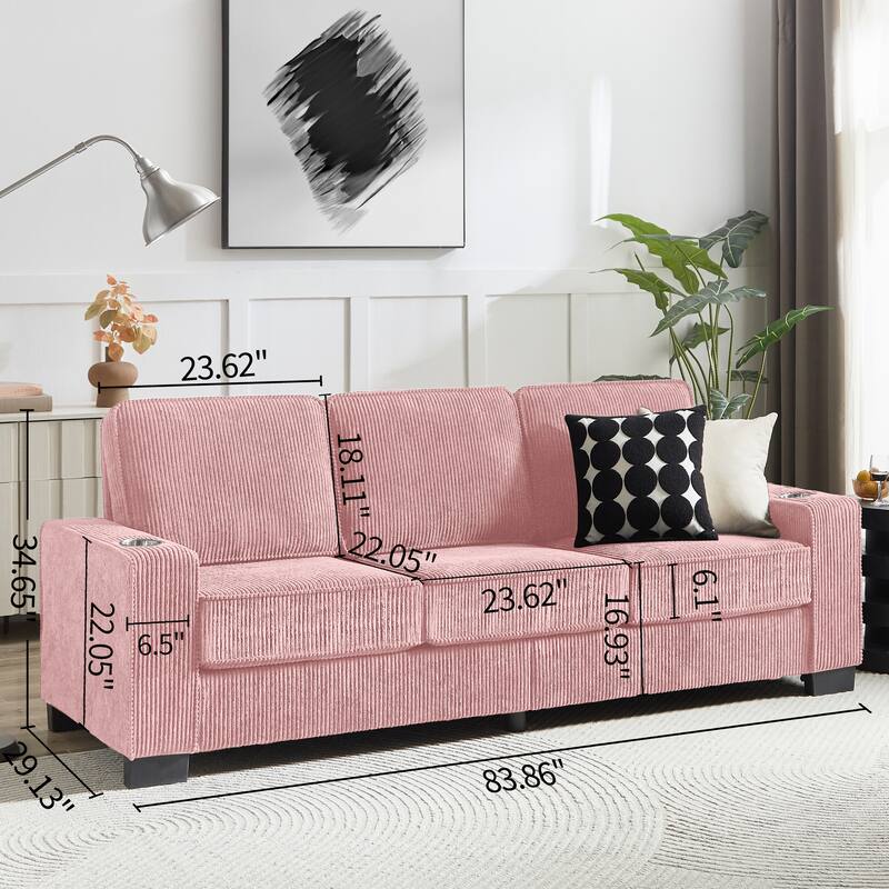 Modular Sectional Sofa, 102 Inch L Shaped Couch Set, 3-Seater Comfy Cloud Couches with Movable Ottoman, DIY Combination
