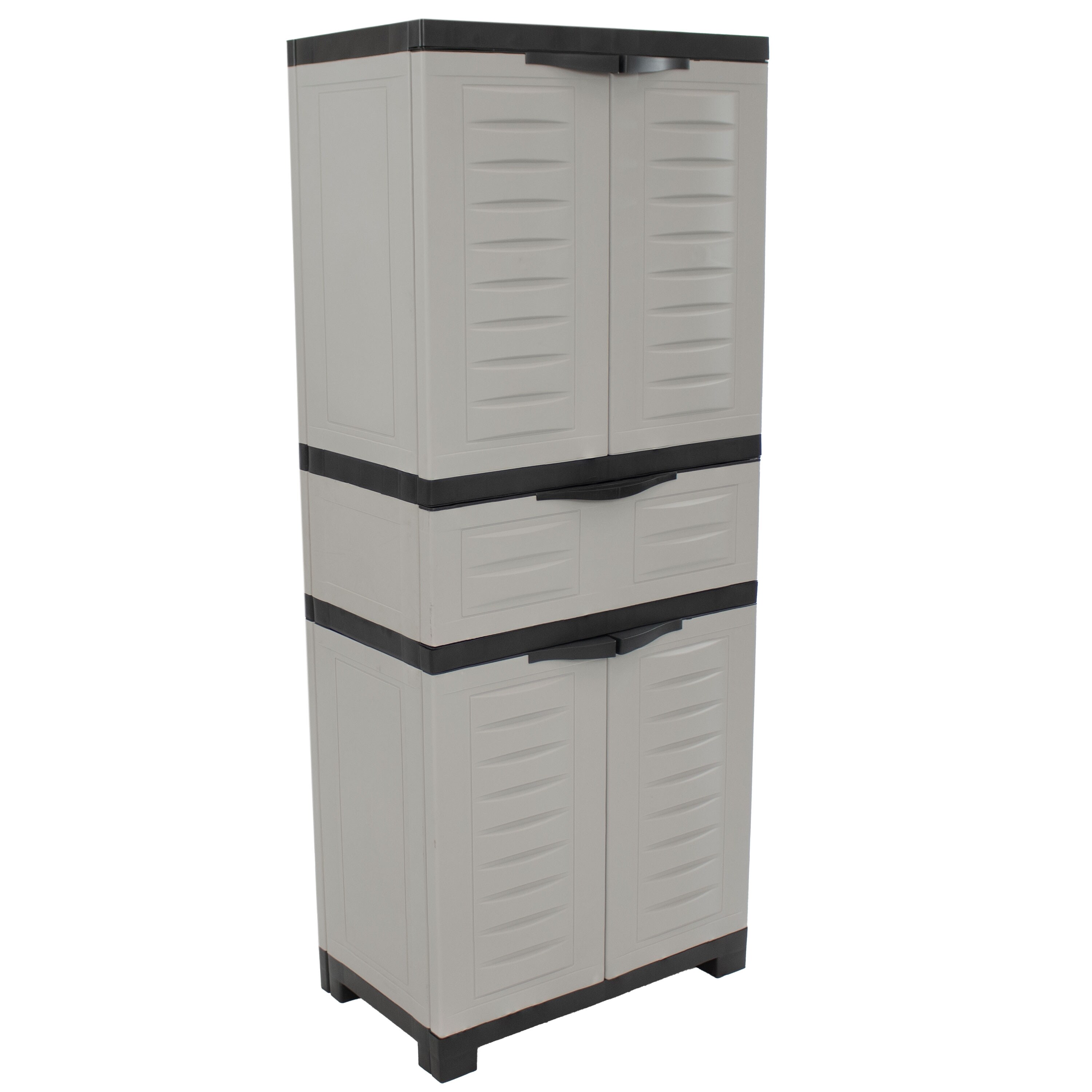 Sunnydaze Plastic Garage Storage Cabinet with 2 Adjustable Shelves
