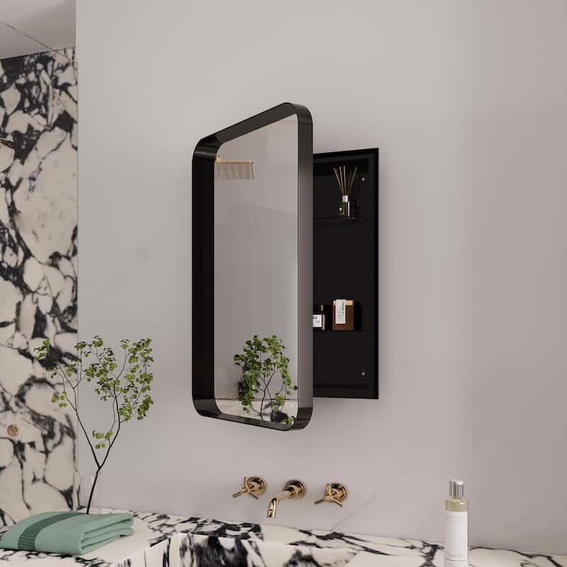 Wall Mount Metal Framed Medicine Cabinet with Storage