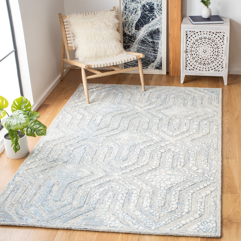 SAFAVIEH Handmade Restoration Vintage Sopho Wool Rug - 5' x 8' - Blue/Ivory