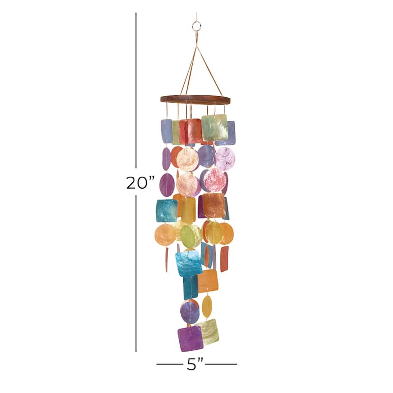 Teal Capiz Shell Waterfall Windchime