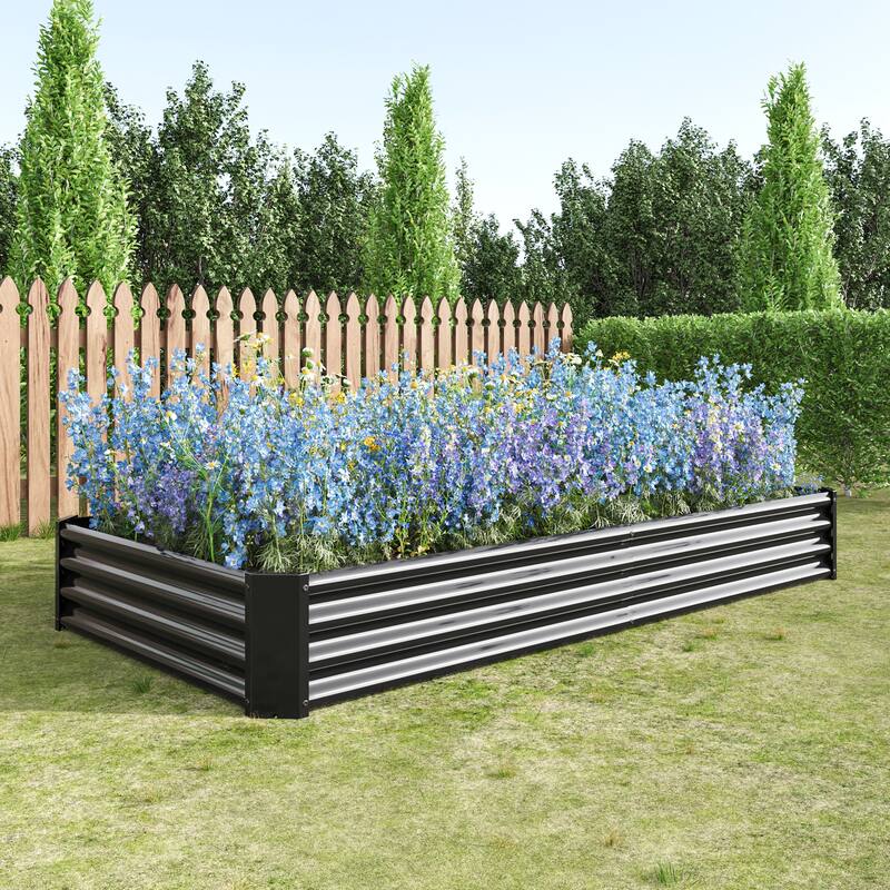 GDFStudio - Large Oval Metal Raised Garden Bed for Vegetables, Flowers, and Plants, Outdoor Backyard Planter Box