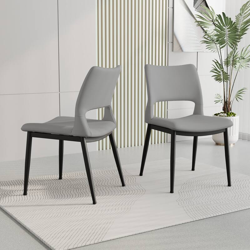 Modern minimalist PU leather Dining Chairs Set of 2, comfortable backrest design, metal leg support, for restaurants, kitchens