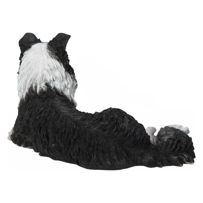 29.5" Lying Border Collie Outdoor Garden Statue