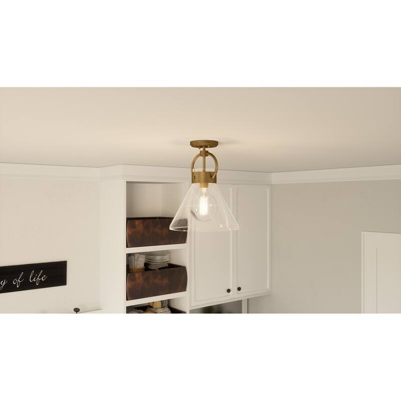 Webster 1-Light Weathered Brass Semi-Flush Mount