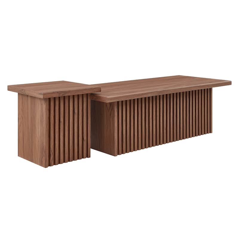Render Nesting Faux Travertine Coffee Tables Set of 2