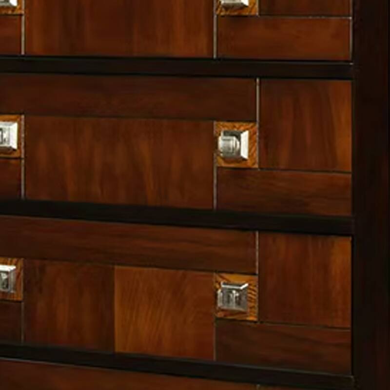 Wooden Chest With Square Chrome Knobs, Brown
