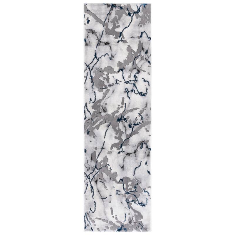SAFAVIEH Craft Husniye Modern & Contemporary Rug - 2'3" x 8' Runner - Grey/Blue