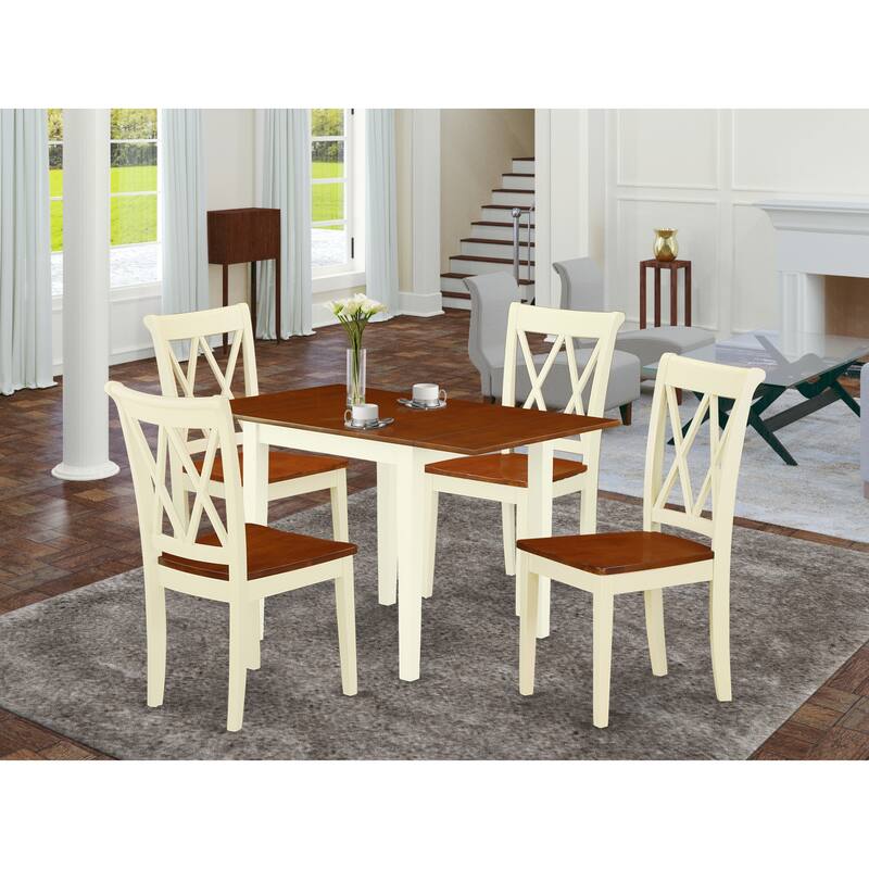 East West Furniture Dining Room Furniture Set- a Rectangle Kitchen Table and Dining Chairs, Buttermilk & Cherry (Pieces Option) - NDCL5-WHI-W