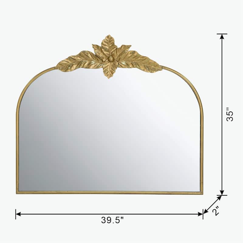39.5" x 35" Gold Arched Mirror with Metal Frame