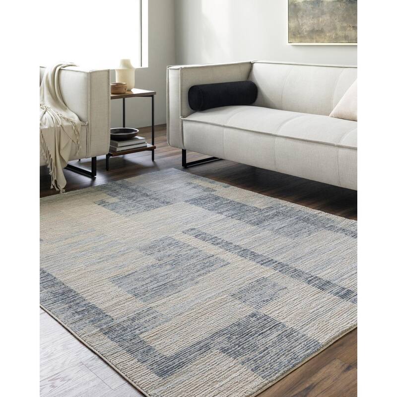 Livabliss Scandinavian Allegro Geometric Area Rug - 5'3" x 7' - Blue/Light Beige