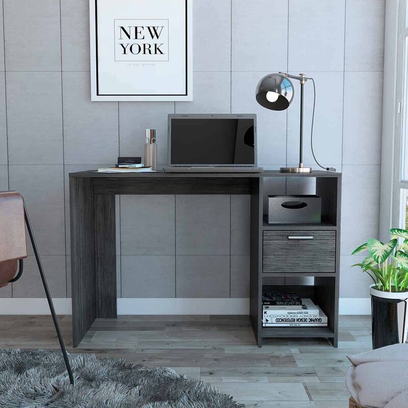 Modern Computer Desk 43" Rectangular MDF Office Table with Drawer, Matte Finish