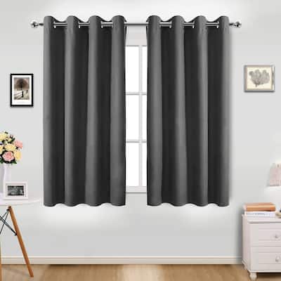 Pro Space Blackout Grommet Top Window Curtain Solid Thermal Drape - Short Length (1 Panel)