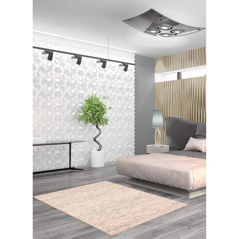 ECARPETGALLERY Braid weave Sienna Light Grey Wool Rug - 5'4 x 7'4