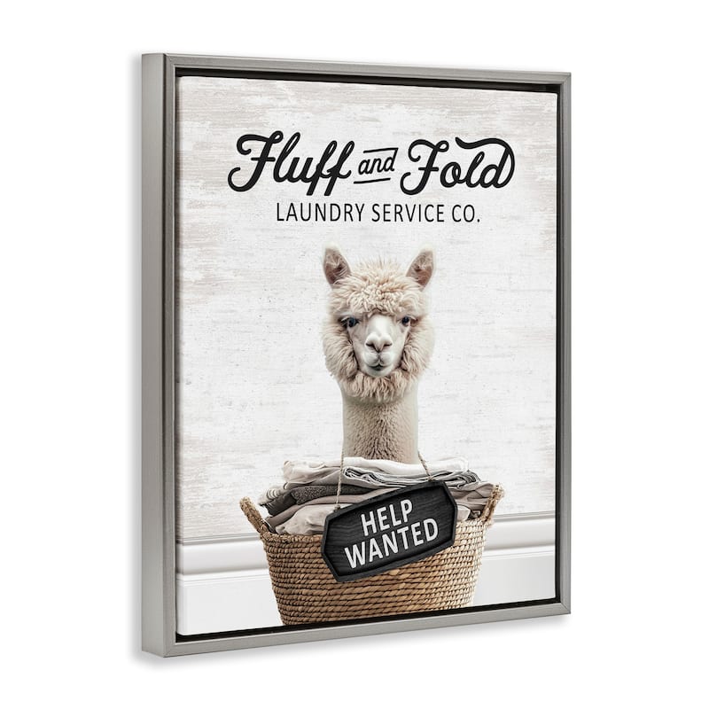 Stupell Fluff & Fold Laundry Framed Floater Canvas Wall Art Design By Lettered and Lined
