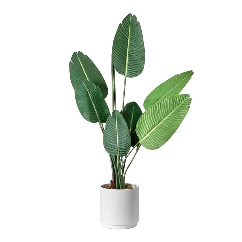 American Art Decor Artificial Faux Tree in White Tapered Ceramic Pot