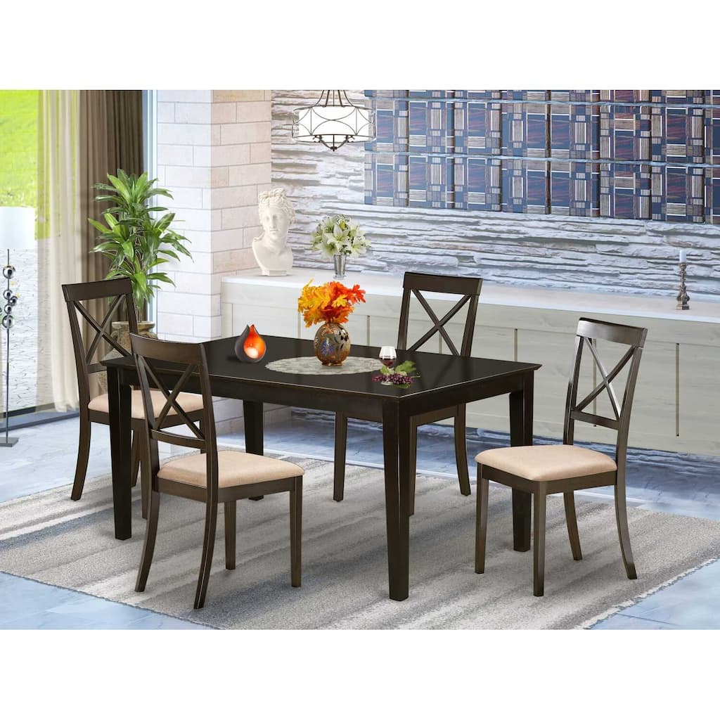 HomeStock 5-Pc Cappuccino Solid Wood Top - Dining Room Set - Seats 4