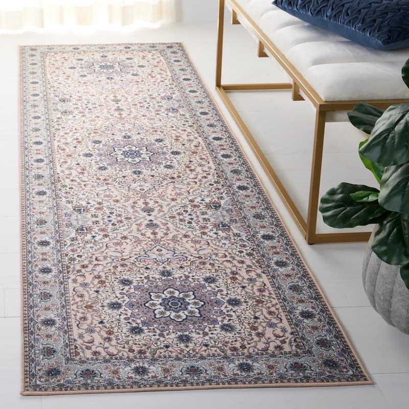 SAFAVIEH Tucson Machine Washable Slip Resistant Koidula Traditional Rug - 2'6" x 6' Runner - Beige/Green