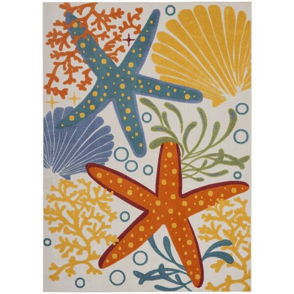 8' x 11' Multicolor Indoor Outdoor Area Rug - 3'6